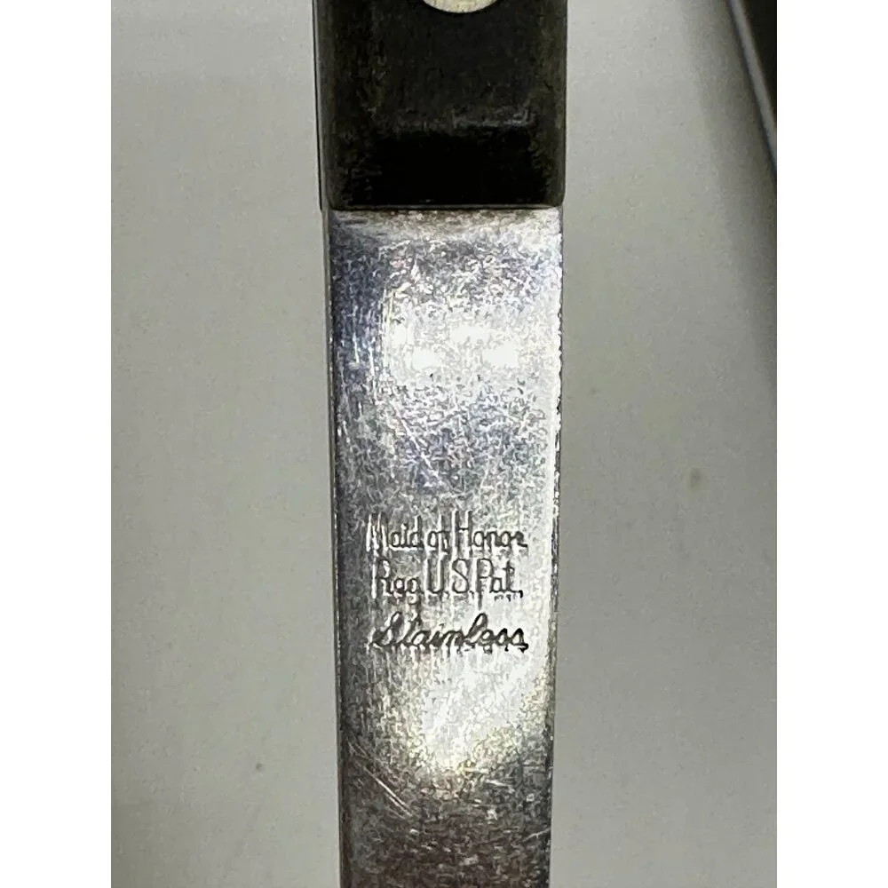 VTG Stainless Carving Set 2 Meat‎ Fork & Slotted Spoon Black Handle 12